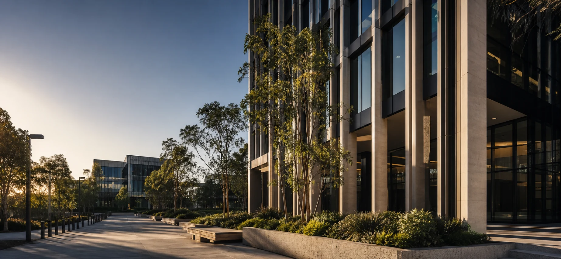 Contemporary commercial precinct.
